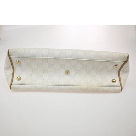 GUCCI Logo GG Shoulder Tote Bag PVC Leather White GHW Italy - Picture 5 of 16